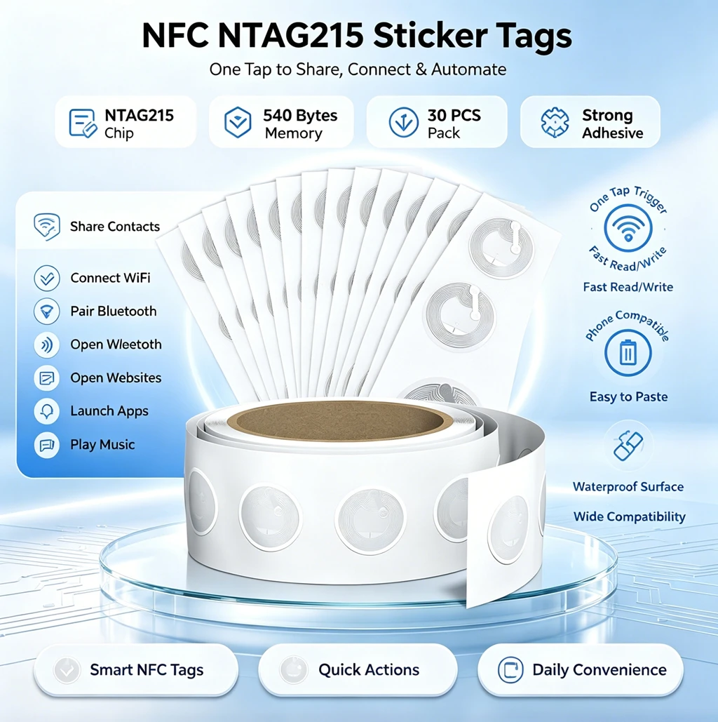 Nfc Tag Programmable - 10-50Pcs High Capacity NTAG215 NFC Stickers,