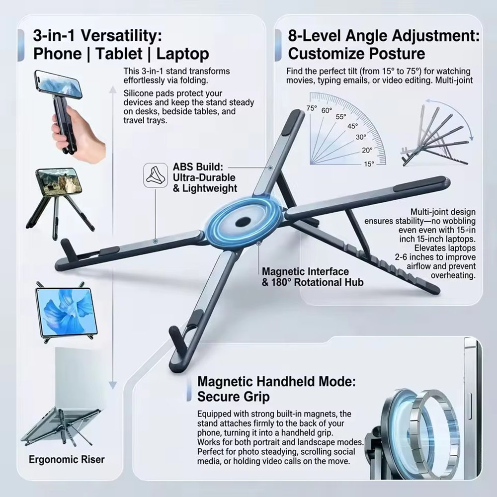 Auto Tracking Tripod - Portable Magnetic Phone Holder & Selfie