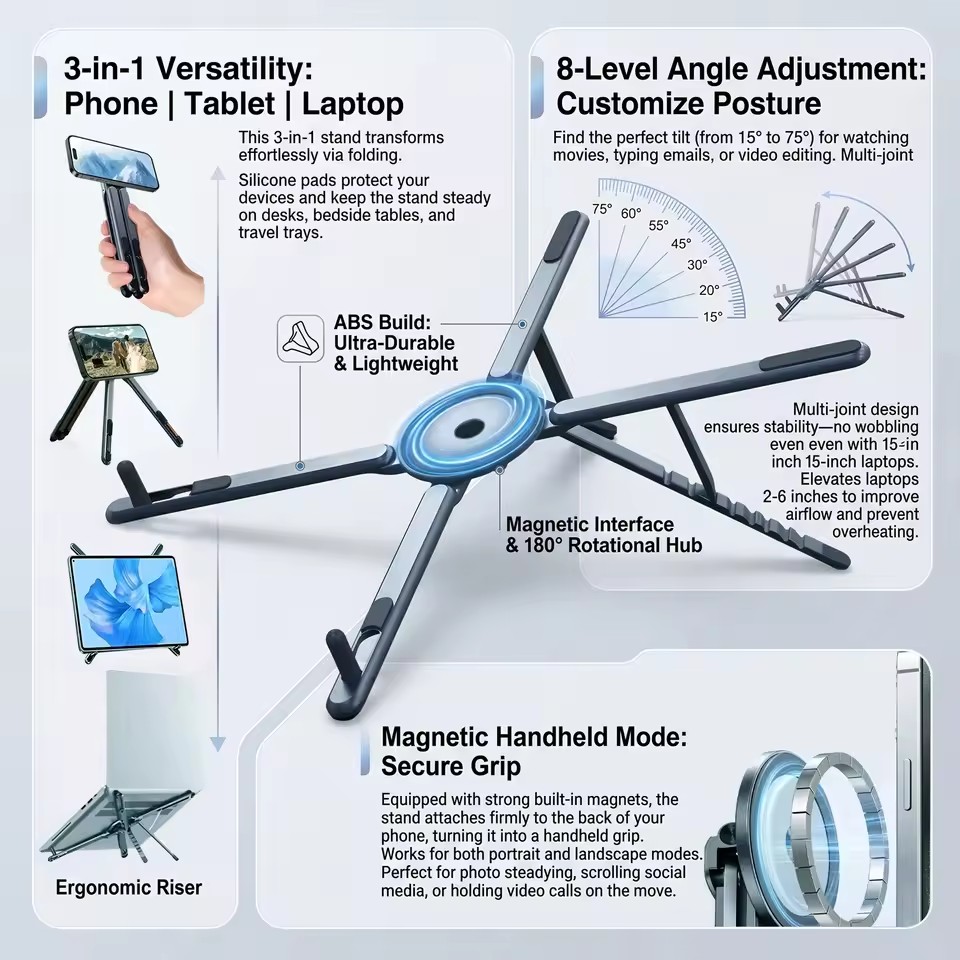 Portable Magnetic Phone Holder - Auto Tracking Tripod ulasan dan harga