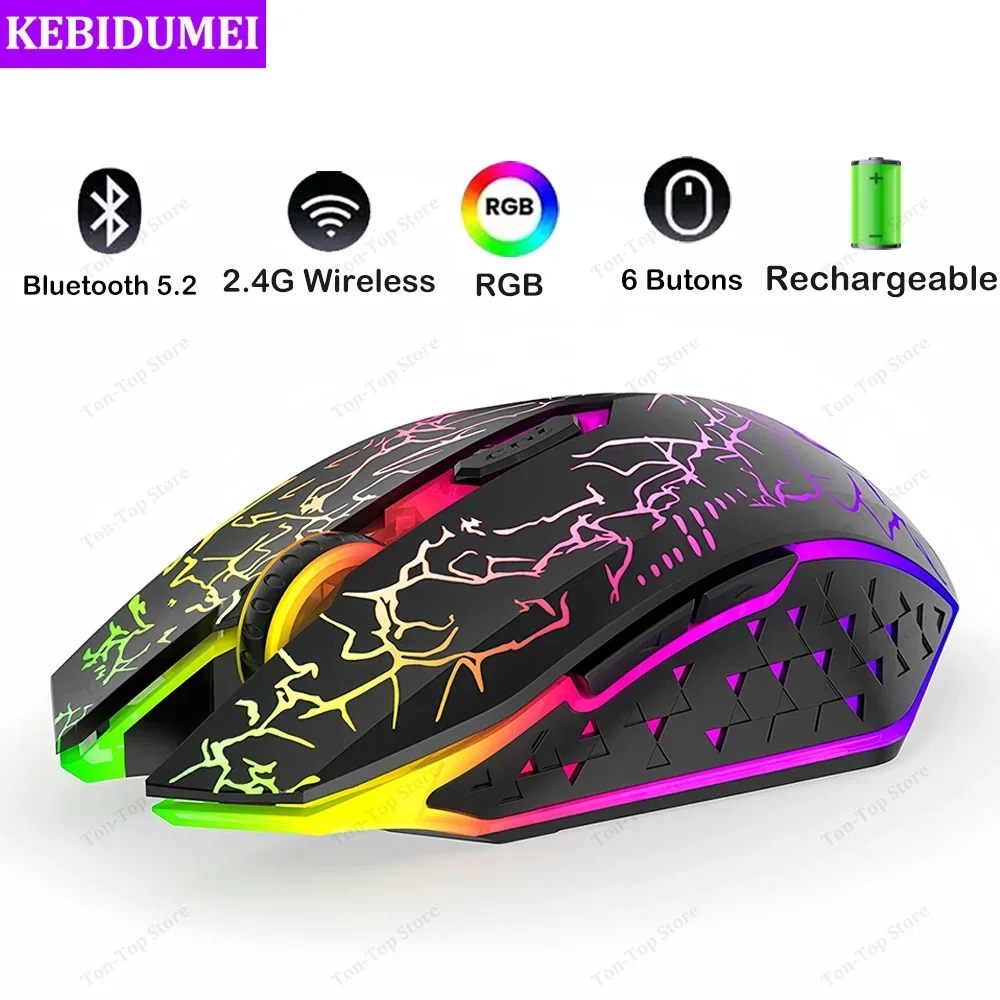 Bluetooth 5.2 Mouse RGB 2.4G W - Auto Mouse Mover ulasan dan harga