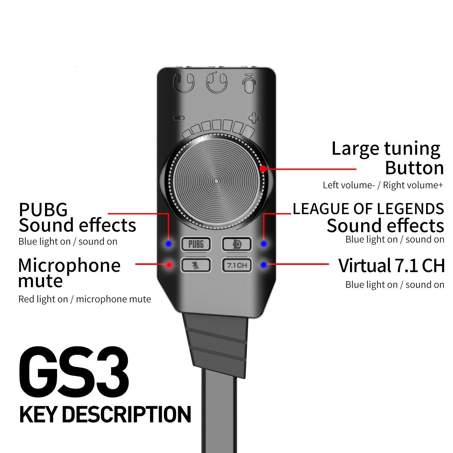 GS3 7.1 Channel Sound Card Con - Usb Sound Card External ulasan dan harga