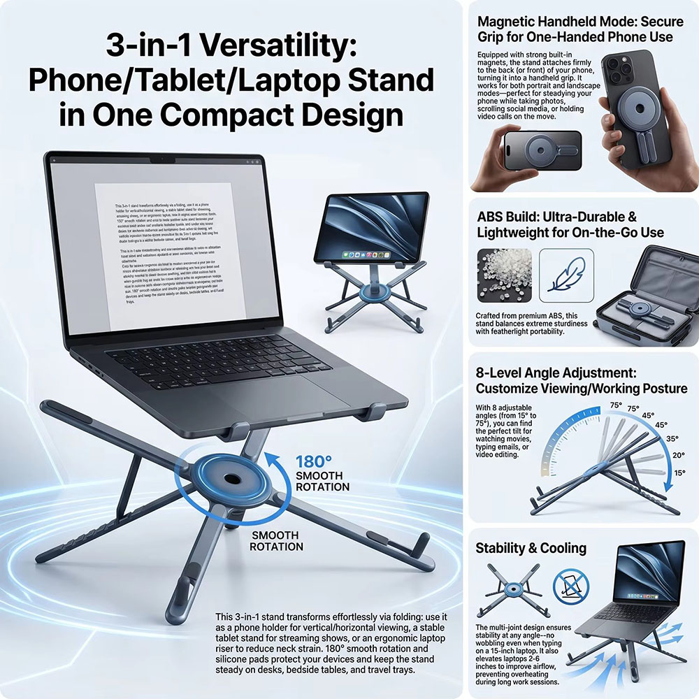 Portable Magnetic Phone Holder - Auto Tracking Tripod ulasan dan harga