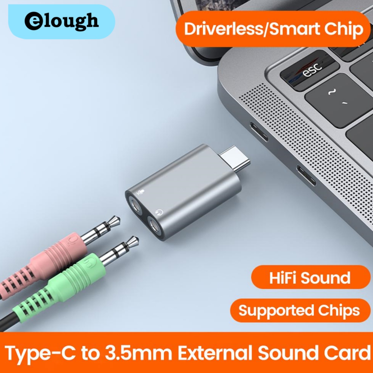 Elough Type C To 3.5mm Externa - Usb Sound Card External ulasan dan harga